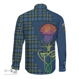 Scottish Robertson Hunting Ancient Clan Tartan Crest with Thistle and Scotland Map Tartan Long Sleeve Shirt Scottish Plaid Tartan Plaid - ScotsTee - scotstee.com