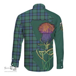 Scottish Sinclair Hunting Ancient Clan Tartan Crest with Thistle and Scotland Map Tartan Long Sleeve Shirt Scottish Plaid Tartan Plaid - ScotsTee - scotstee.com