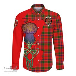 Scottish Munro Modern Clan Tartan Crest with Thistle and Scotland Map Tartan Long Sleeve Shirt Scottish Plaid Tartan Plaid - ScotsTee - scotstee.com
