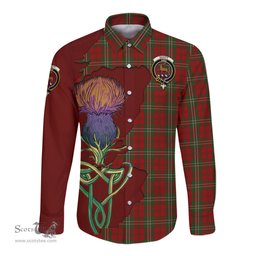 Scottish Scott Clan Tartan Crest with Thistle and Scotland Map Tartan Long Sleeve Shirt Scottish Plaid Tartan Plaid - ScotsTee - scotstee.com