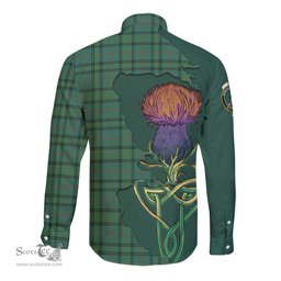 Scottish Ross Hunting Ancient Clan Tartan Crest with Thistle and Scotland Map Tartan Long Sleeve Shirt Scottish Plaid Tartan Plaid - ScotsTee - scotstee.com