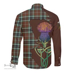 Scottish Thomson Hunting Modern Clan Tartan Crest with Thistle and Scotland Map Tartan Long Sleeve Shirt Scottish Plaid Tartan Plaid - ScotsTee - scotstee.com