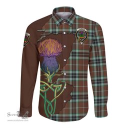Scottish Thomson Hunting Modern Clan Tartan Crest with Thistle and Scotland Map Tartan Long Sleeve Shirt Scottish Plaid Tartan Plaid - ScotsTee - scotstee.com