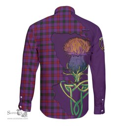 Scottish Montgomery Modern Clan Tartan Crest with Thistle and Scotland Map Tartan Long Sleeve Shirt Scottish Plaid Tartan Plaid - ScotsTee - scotstee.com