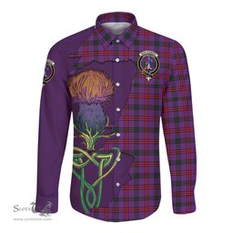 Scottish Montgomery Modern Clan Tartan Crest with Thistle and Scotland Map Tartan Long Sleeve Shirt Scottish Plaid Tartan Plaid - ScotsTee - scotstee.com