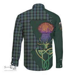 Scottish Melville Clan Tartan Crest with Thistle and Scotland Map Tartan Long Sleeve Shirt Scottish Plaid Tartan Plaid - ScotsTee - scotstee.com
