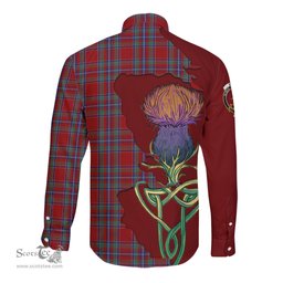 Scottish Spens Clan Tartan Crest with Thistle and Scotland Map Tartan Long Sleeve Shirt Scottish Plaid Tartan Plaid - ScotsTee - scotstee.com