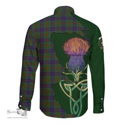 Scottish Stewart of Appin Hunting Clan Tartan Crest with Thistle and Scotland Map Tartan Long Sleeve Shirt Scottish Plaid Tartan Plaid - ScotsTee - scotstee.com