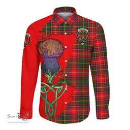Scottish Somerville Modern Clan Tartan Crest with Thistle and Scotland Map Tartan Long Sleeve Shirt Scottish Plaid Tartan Plaid - ScotsTee - scotstee.com