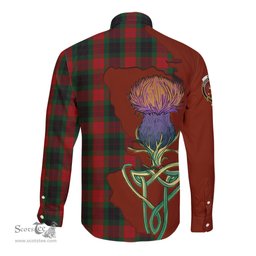 Scottish Skene of Cromar Black Clan Tartan Crest with Thistle and Scotland Map Tartan Long Sleeve Shirt Scottish Plaid Tartan Plaid - ScotsTee - scotstee.com