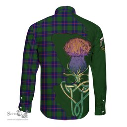 Scottish Shaw Modern Clan Tartan Crest with Thistle and Scotland Map Tartan Long Sleeve Shirt Scottish Plaid Tartan Plaid - ScotsTee - scotstee.com