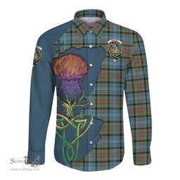 Scottish Paisley Clan Tartan Crest with Thistle and Scotland Map Tartan Long Sleeve Shirt Scottish Plaid Tartan Plaid - ScotsTee - scotstee.com