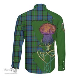 Scottish Stirling Clan Tartan Crest with Thistle and Scotland Map Tartan Long Sleeve Shirt Scottish Plaid Tartan Plaid - ScotsTee - scotstee.com
