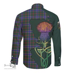 Scottish Ogilvie (Ogilvy) Hunting Modern Clan Tartan Crest with Thistle and Scotland Map Tartan Long Sleeve Shirt Scottish Plaid Tartan Plaid - ScotsTee - scotstee.com