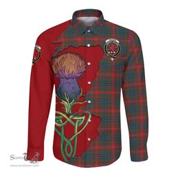 Scottish Wilson Modern Clan Tartan Crest with Thistle and Scotland Map Tartan Long Sleeve Shirt Scottish Plaid Tartan Plaid - ScotsTee - scotstee.com