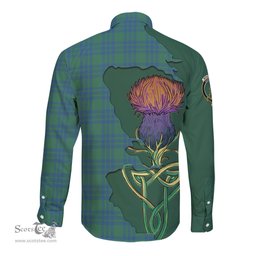 Scottish Montgomery Ancient Clan Tartan Crest with Thistle and Scotland Map Tartan Long Sleeve Shirt Scottish Plaid Tartan Plaid - ScotsTee - scotstee.com