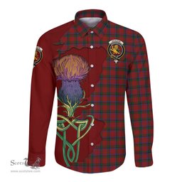 Scottish Nicolson Clan Tartan Crest with Thistle and Scotland Map Tartan Long Sleeve Shirt Scottish Plaid Tartan Plaid - ScotsTee - scotstee.com