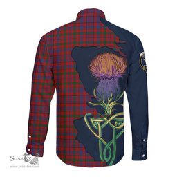 Scottish Murray of Tullibardine Clan Tartan Crest with Thistle and Scotland Map Tartan Long Sleeve Shirt Scottish Plaid Tartan Plaid - ScotsTee - scotstee.com