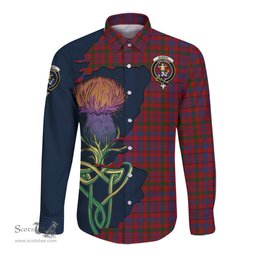 Scottish Murray of Tullibardine Clan Tartan Crest with Thistle and Scotland Map Tartan Long Sleeve Shirt Scottish Plaid Tartan Plaid - ScotsTee - scotstee.com