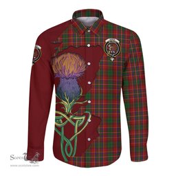 Scottish Innes Clan Tartan Crest with Thistle and Scotland Map Tartan Long Sleeve Shirt Scottish Plaid Tartan Plaid - ScotsTee - scotstee.com
