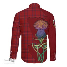 Scottish Rose of Kilravock Clan Tartan Crest with Thistle and Scotland Map Tartan Long Sleeve Shirt Scottish Plaid Tartan Plaid - ScotsTee - scotstee.com