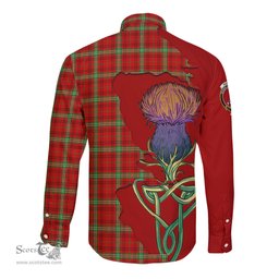 Scottish Morrison Red Modern Clan Tartan Crest with Thistle and Scotland Map Tartan Long Sleeve Shirt Scottish Plaid Tartan Plaid - ScotsTee - scotstee.com