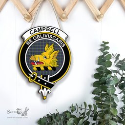 ScotsTee Shop Scottish Campbell Argyll Modern Clan Scottish Crest Tartan Wooden Hanging Wall Art Sign