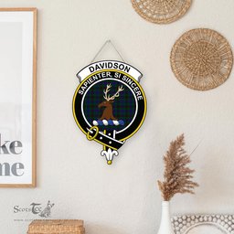 ScotsTee Shop Scottish Davidson Modern Clan Scottish Crest Tartan Wooden Hanging Wall Art Sign