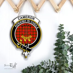 ScotsTee Shop Scottish Cameron Modern Clan Scottish Crest Tartan Wooden Hanging Wall Art Sign