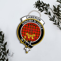 ScotsTee Shop Scottish Cameron Modern Clan Scottish Crest Tartan Wooden Hanging Wall Art Sign