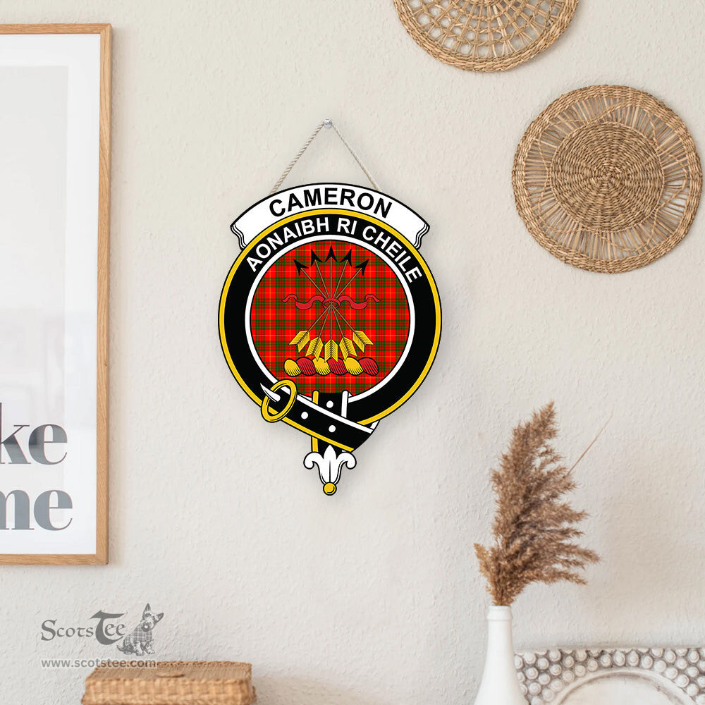 ScotsTee Shop Scottish Cameron Modern Clan Scottish Crest Tartan Wooden Hanging Wall Art Sign