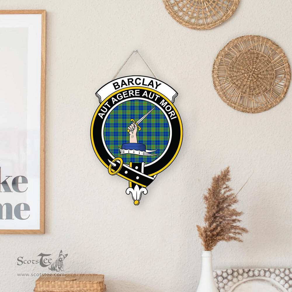 ScotsTee Shop Scottish Barclay Hunting Ancient Clan Scottish Crest Tartan Wooden Hanging Wall Art Sign