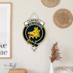 ScotsTee Shop Scottish Campbell Modern Clan Scottish Crest Tartan Wooden Hanging Wall Art Sign
