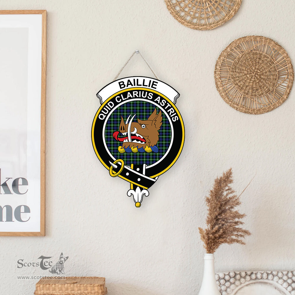 ScotsTee Shop Scottish Baillie Modern Clan Scottish Crest Tartan Wooden Hanging Wall Art Sign