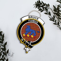 ScotsTee Shop Scottish Bruce Modern Clan Scottish Crest Tartan Wooden Hanging Wall Art Sign