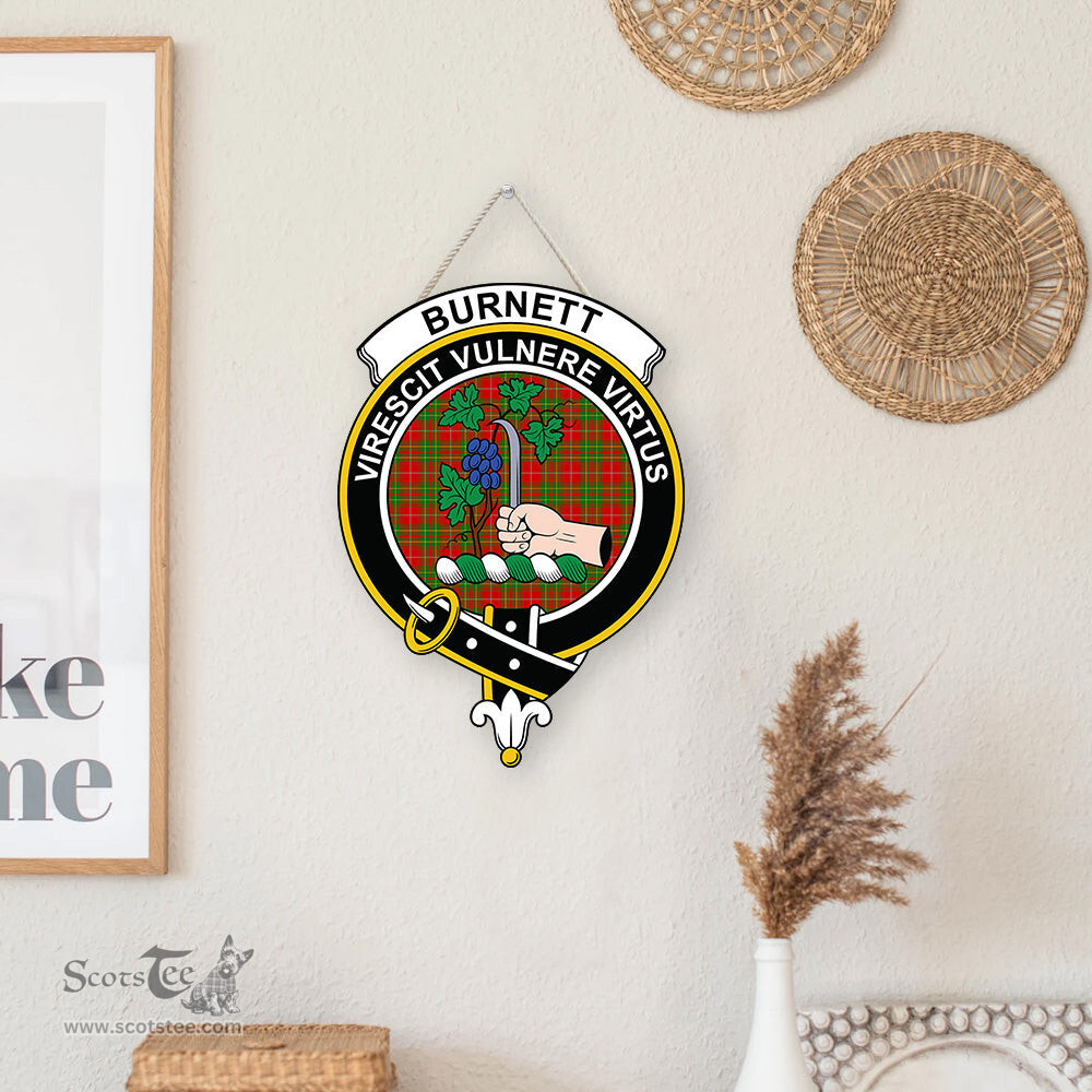ScotsTee Shop Scottish Burnett Ancient Clan Scottish Crest Tartan Wooden Hanging Wall Art Sign