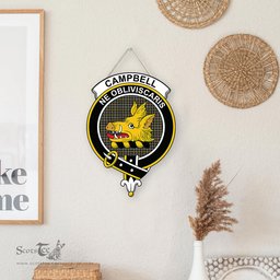 ScotsTee Shop Scottish Campbell Argyll Weathered Clan Scottish Crest Tartan Wooden Hanging Wall Art Sign