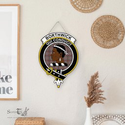 ScotsTee Shop Scottish Borthwick Dress Ancient Clan Scottish Crest Tartan Wooden Hanging Wall Art Sign