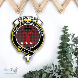 ScotsTee Shop Scottish Crawford Modern Clan Scottish Crest Tartan Wooden Hanging Wall Art Sign
