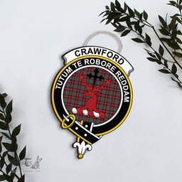 ScotsTee Shop Scottish Crawford Modern Clan Scottish Crest Tartan Wooden Hanging Wall Art Sign