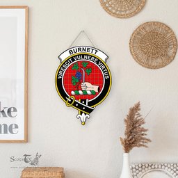 ScotsTee Shop Scottish Burnett Modern Clan Scottish Crest Tartan Wooden Hanging Wall Art Sign