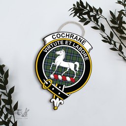 ScotsTee Shop Scottish Cochrane Ancient Clan Scottish Crest Tartan Wooden Hanging Wall Art Sign
