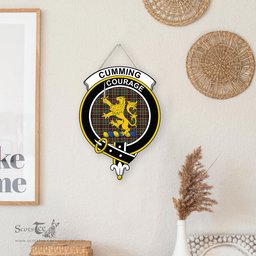 ScotsTee Shop Scottish Cumming Hunting Ancient Clan Scottish Crest Tartan Wooden Hanging Wall Art Sign