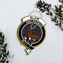 ScotsTee Shop Scottish Blair Modern Clan Scottish Crest Tartan Wooden Hanging Wall Art Sign
