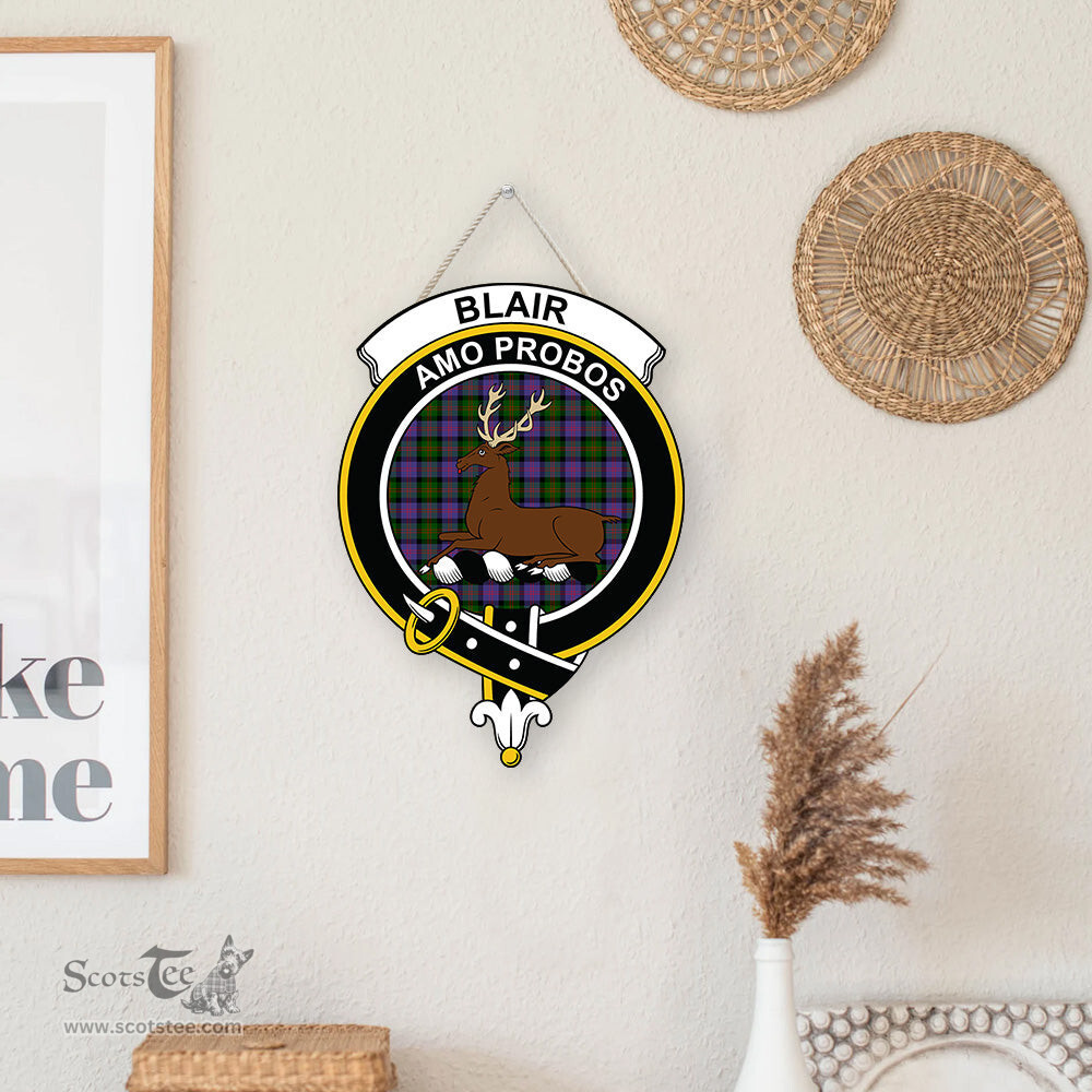 ScotsTee Shop Scottish Blair Modern Clan Scottish Crest Tartan Wooden Hanging Wall Art Sign