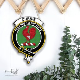 ScotsTee Shop Scottish Currie Clan Scottish Crest Tartan Wooden Hanging Wall Art Sign
