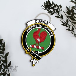 ScotsTee Shop Scottish Currie Clan Scottish Crest Tartan Wooden Hanging Wall Art Sign