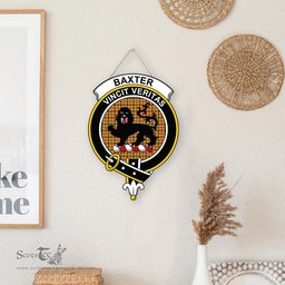 ScotsTee Shop Scottish Baxter Clan Scottish Crest Tartan Wooden Hanging Wall Art Sign