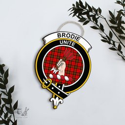 ScotsTee Shop Scottish Brodie Modern Clan Scottish Crest Tartan Wooden Hanging Wall Art Sign