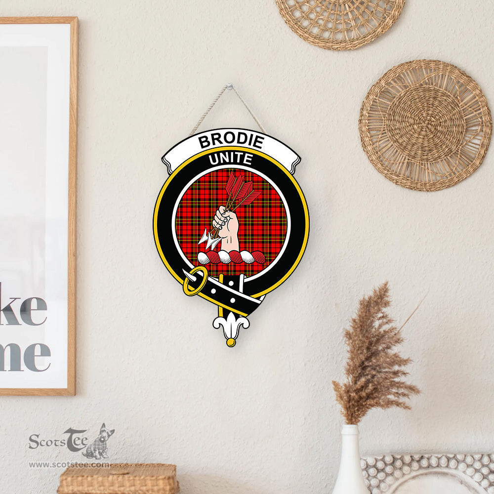 ScotsTee Shop Scottish Brodie Modern Clan Scottish Crest Tartan Wooden Hanging Wall Art Sign